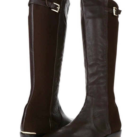 COACH Stretch Riding brown leather/fabric knee high boots size 9 - Picture 11 of 11